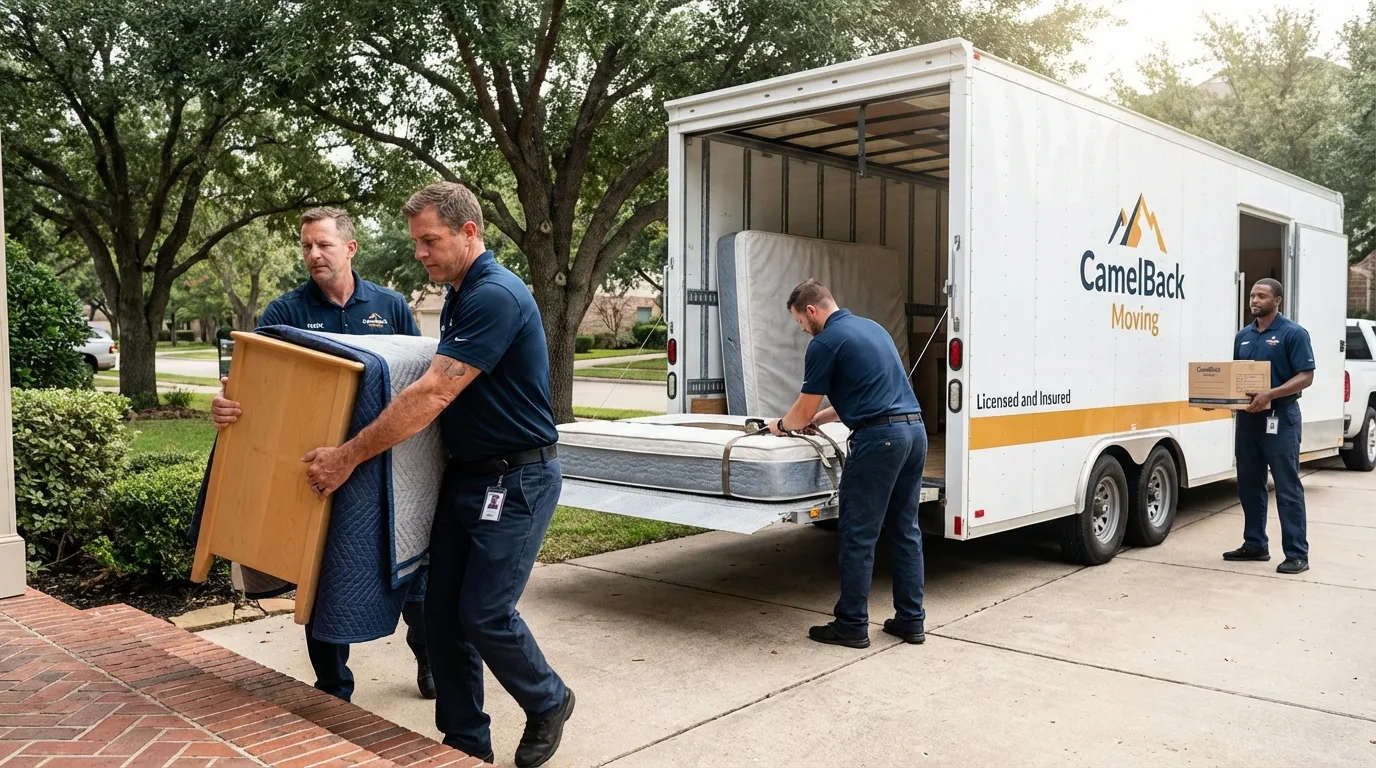 Crew loading residential truck for cross-state move from Rotonda West, FL