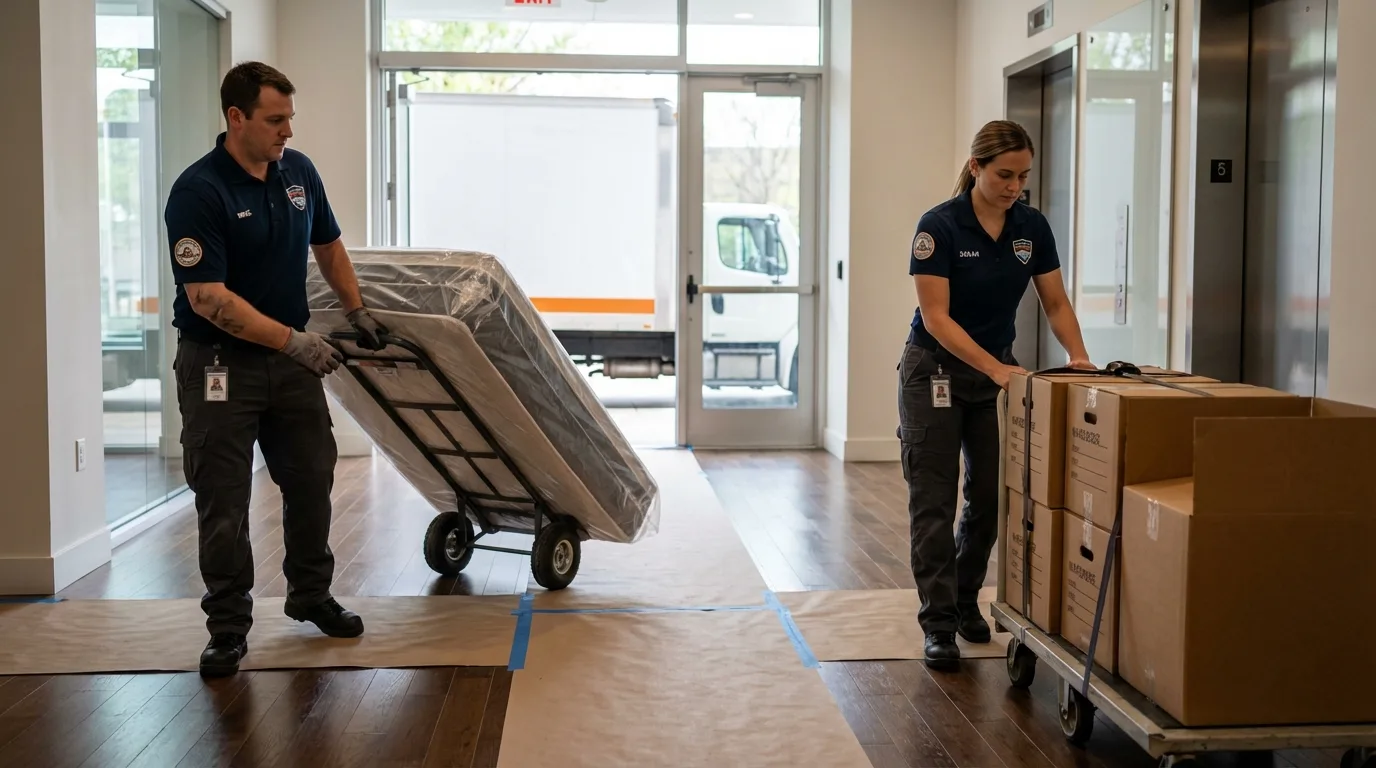 Professional apartment movers loading elevator in Rotonda West, FL