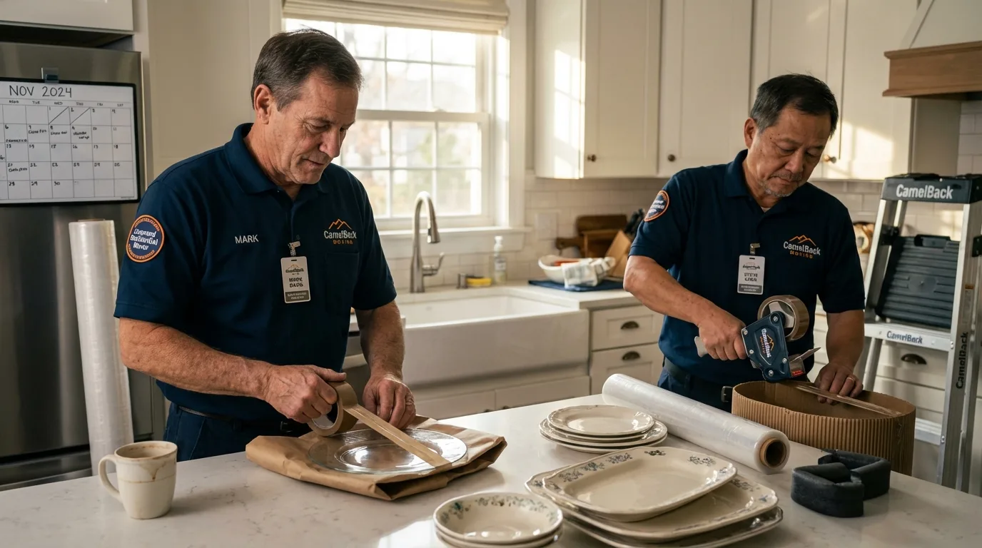 Professional crew packing kitchen dishware in Rotonda West, FL